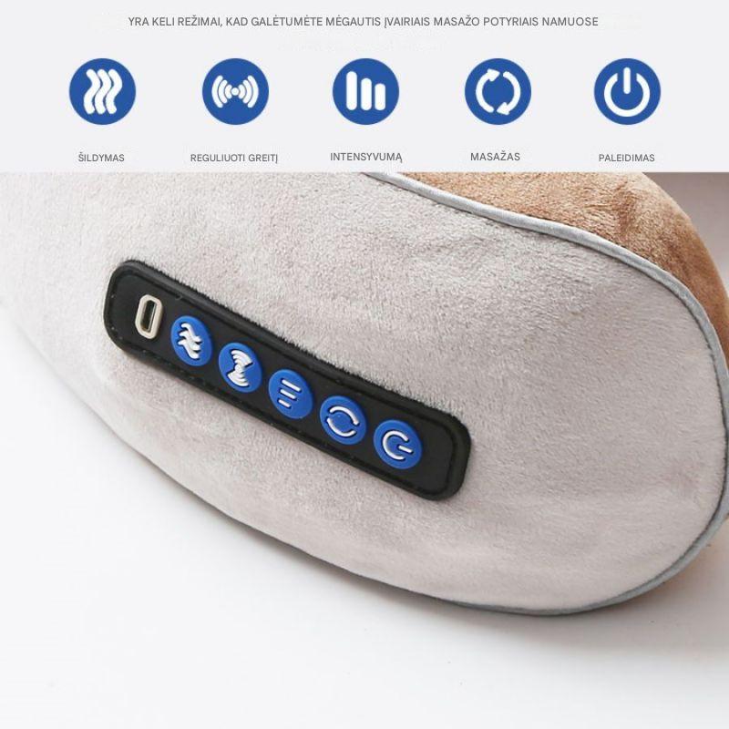 Kaklo Masažo Pagalvė su Šildymu ir Gilaus Minkymo Funkcija