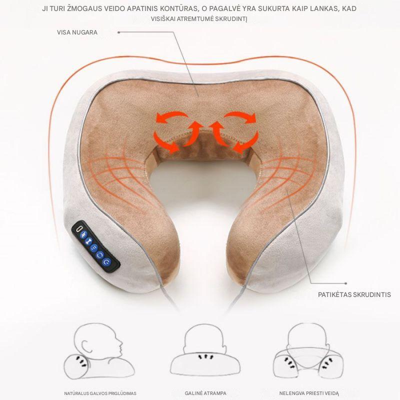 Kaklo Masažo Pagalvė su Šildymu ir Gilaus Minkymo Funkcija