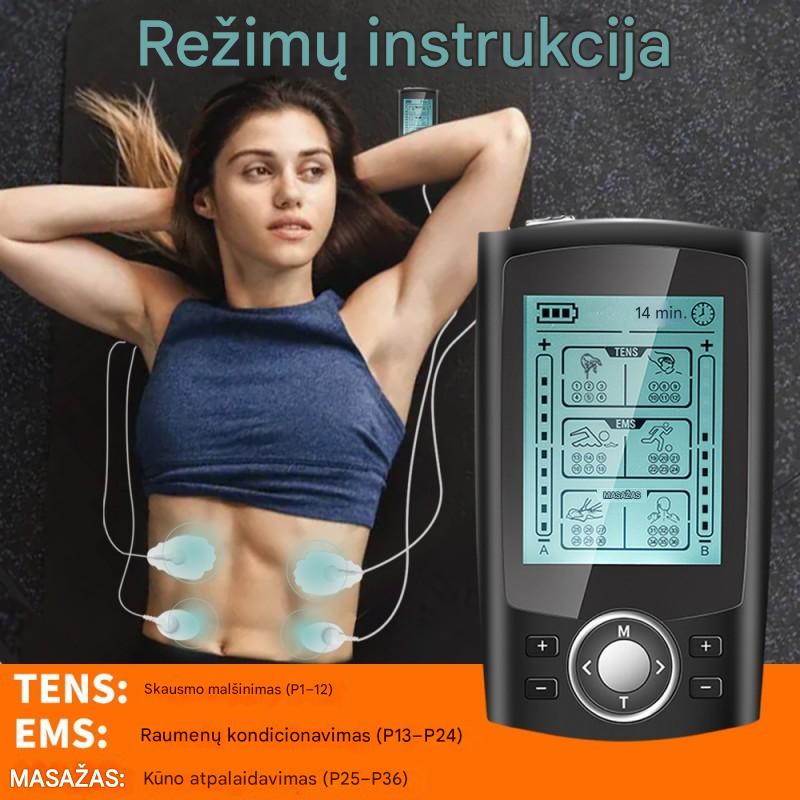 TENS + EMS 36 Režimų Raumenų Stimuliatorius | Skausmo Mažinimui ir Raumenų Atstatymui