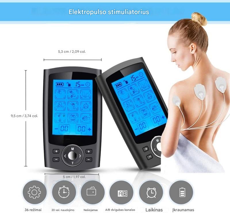TENS + EMS 36 Režimų Raumenų Stimuliatorius | Skausmo Mažinimui ir Raumenų Atstatymui