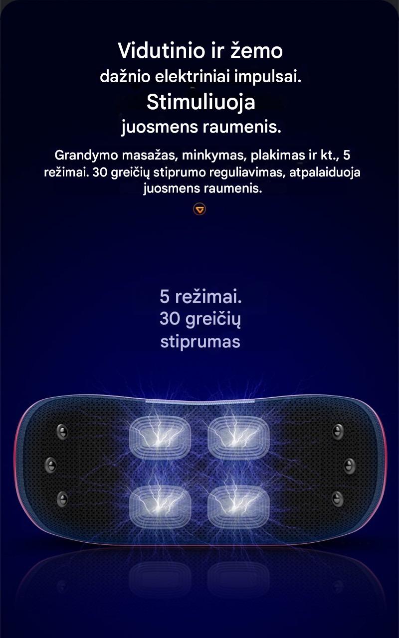 Y6 Flagship nugaros ir juosmens masažuoklis su automatiniu oro pagalvių pakėlimu, impulsine terapija ir šilumos kompresu