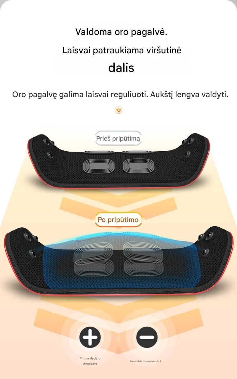 Y6 Flagship nugaros ir juosmens masažuoklis su automatiniu oro pagalvių pakėlimu, impulsine terapija ir šilumos kompresu