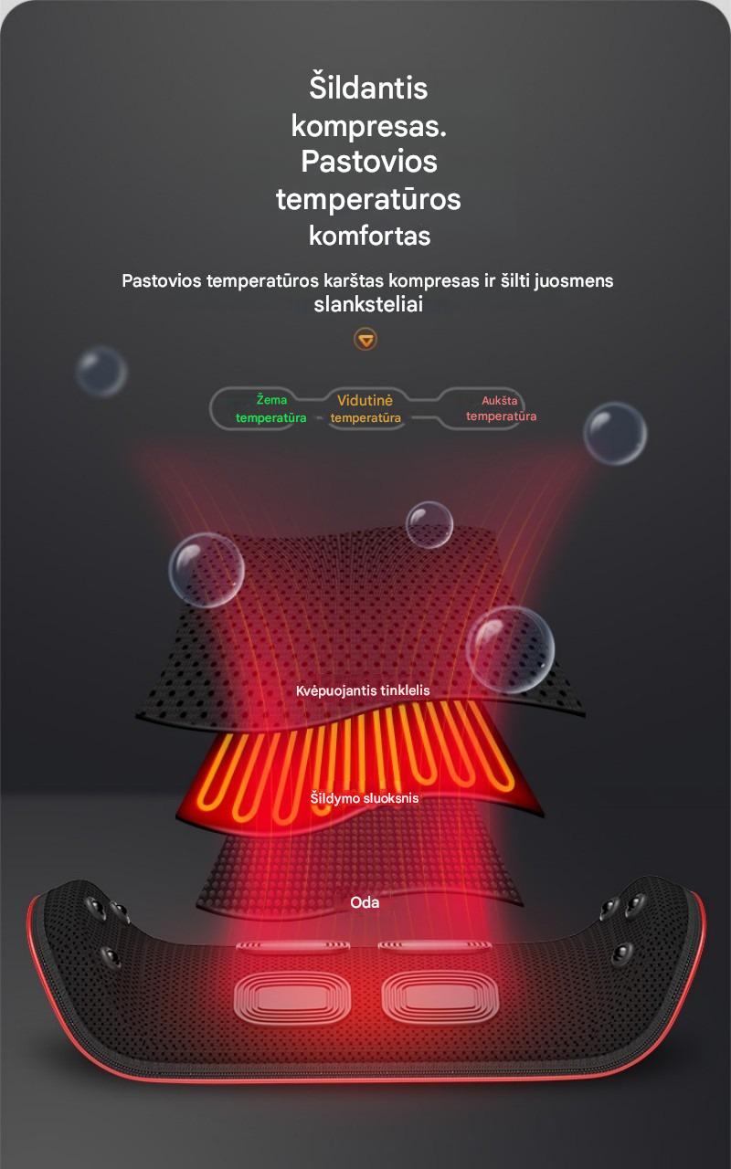 Y6 Flagship nugaros ir juosmens masažuoklis su automatiniu oro pagalvių pakėlimu, impulsine terapija ir šilumos kompresu