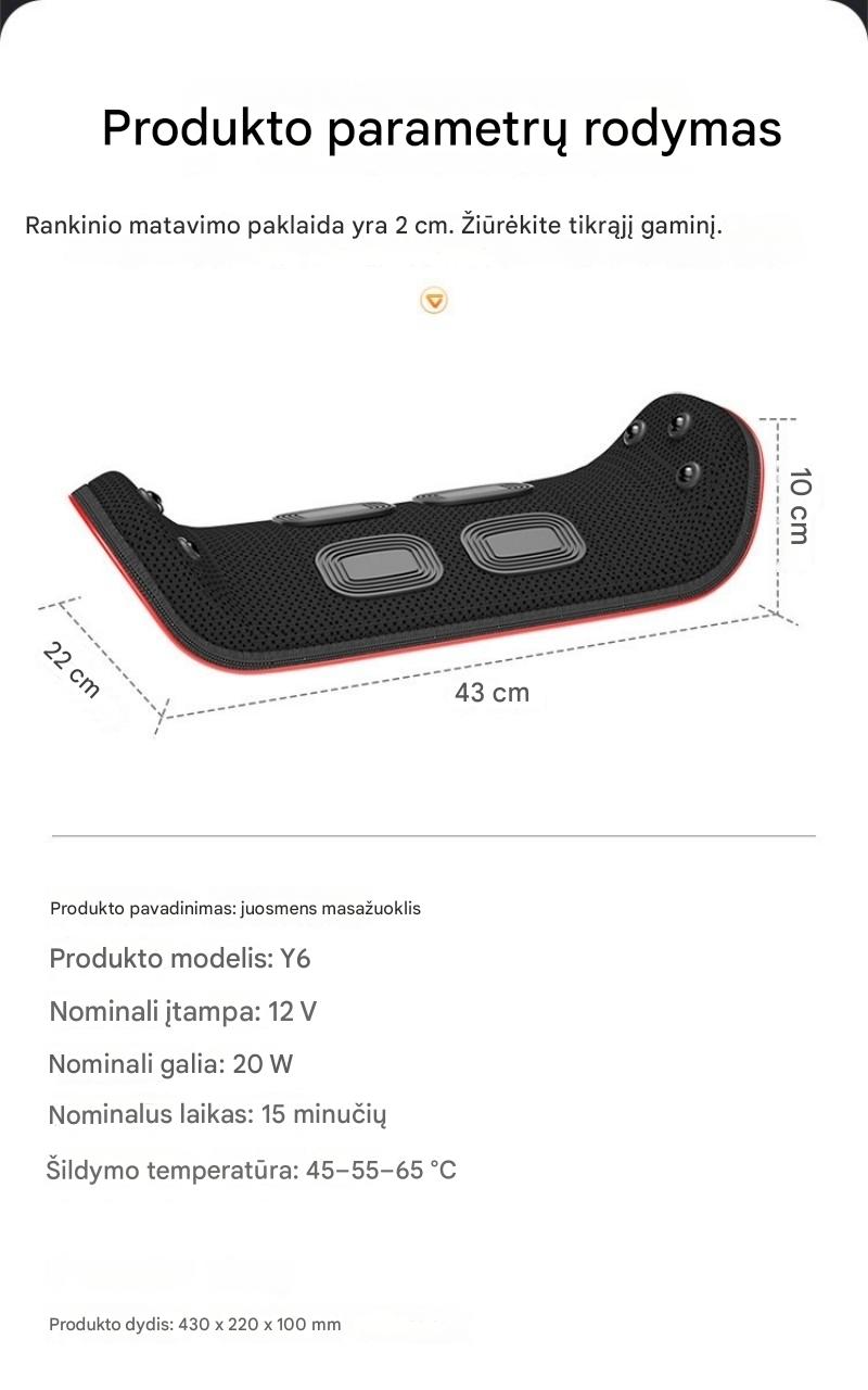 Y6 Flagship nugaros ir juosmens masažuoklis su automatiniu oro pagalvių pakėlimu, impulsine terapija ir šilumos kompresu
