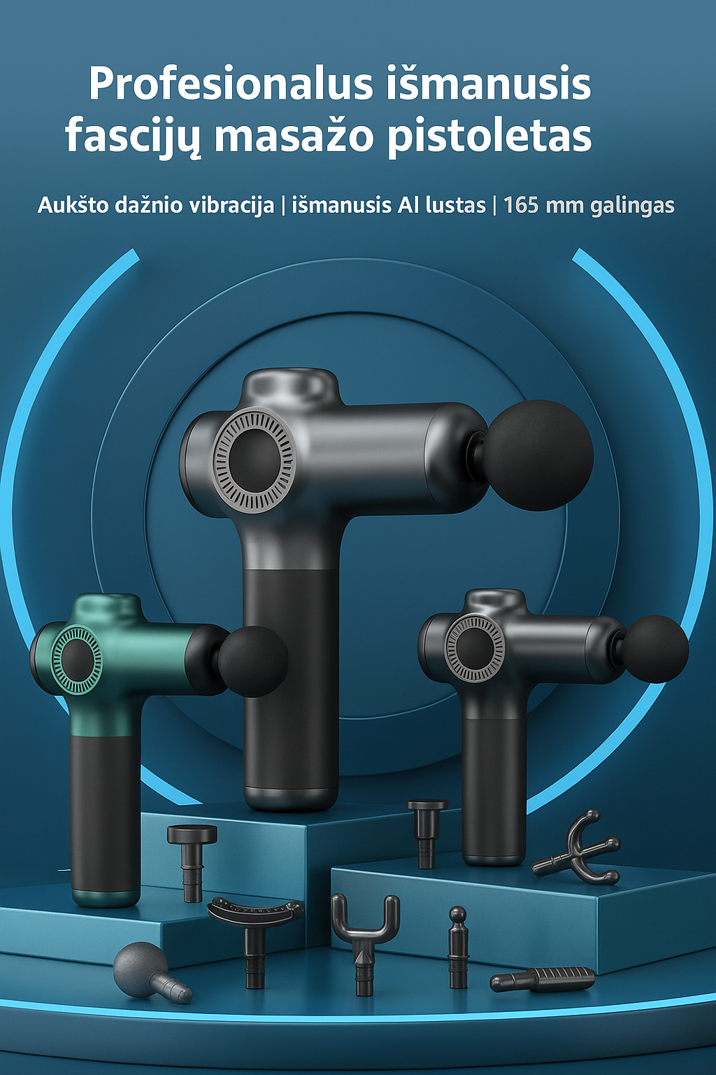 Profesionalus Fascijų Masažo Pistoletas – gilus raumenų atpalaidavimas kiekvieną dieną