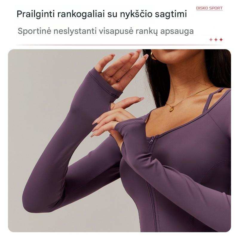 Moteriškas sportinis švarkelis ilgomis rankovėmis