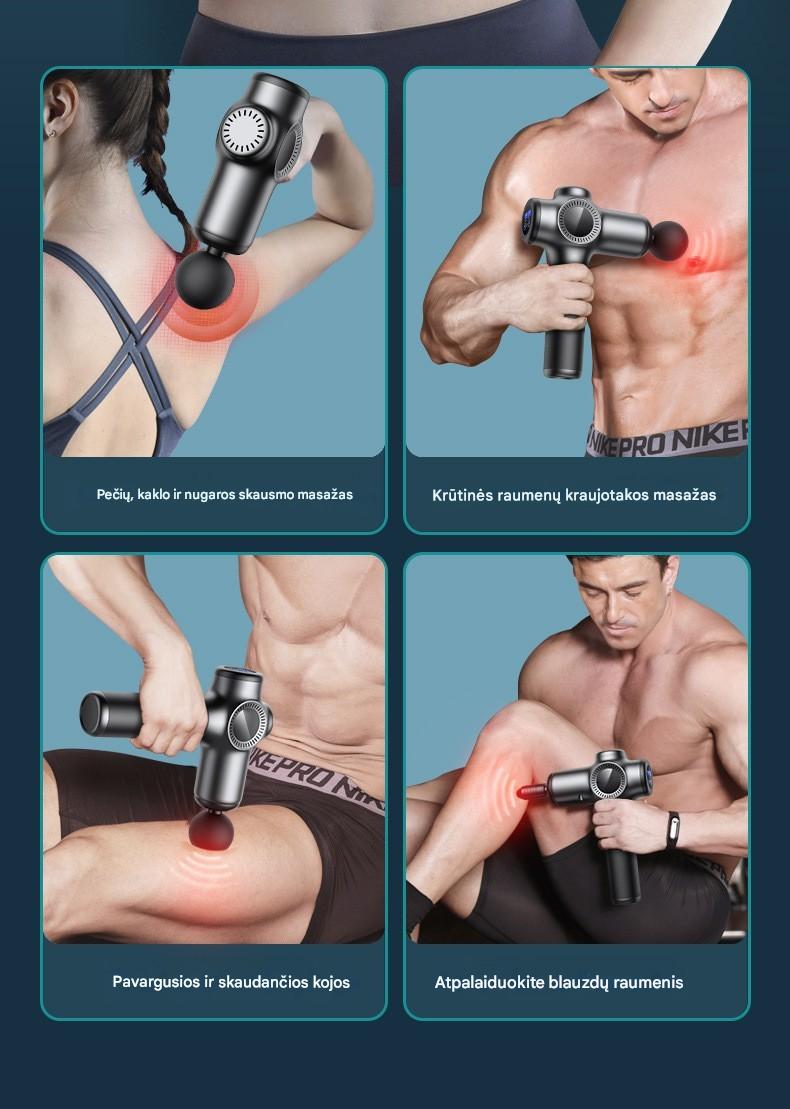 Profesionalus Fascijų Masažo Pistoletas – gilus raumenų atpalaidavimas kiekvieną dieną